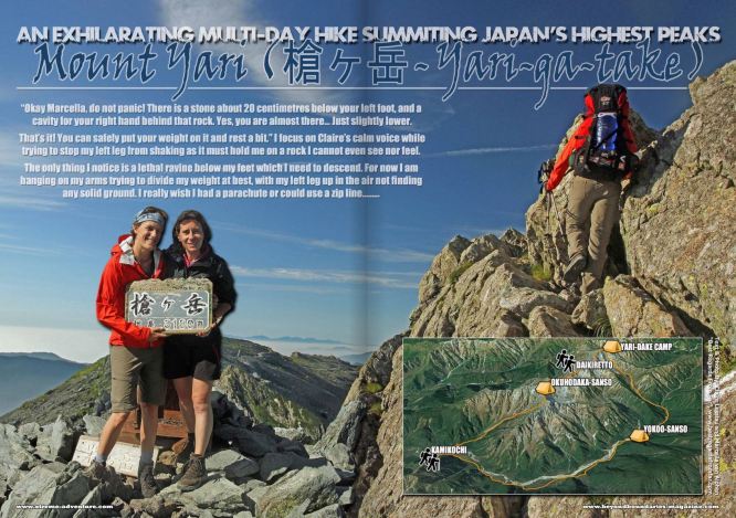 Authors and photographers, Claire & Marcella, up Okuhodaka-dake in the Japanese Alps in the Beyond Boundaries magazine.