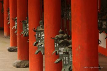 Details of the lanterns in a shrine in Nara.