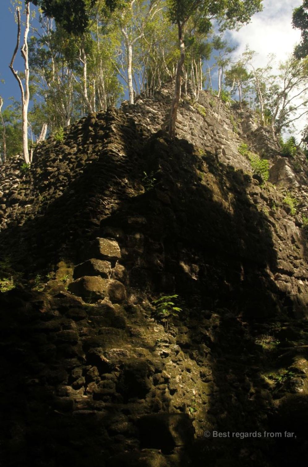 The top structure of the massive pyramid of La Danta, El Mirador, Guatemala