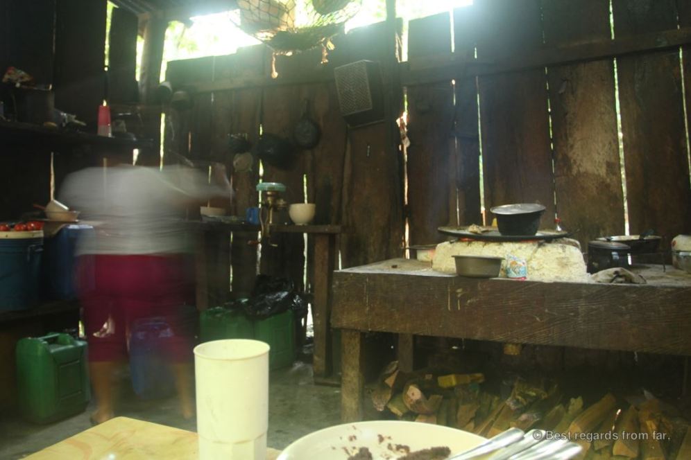 The kitchen of the camp in El Mirador, Guatemala