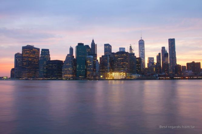 Sunset on the Manhattan skyline from Brooklyn, New York City