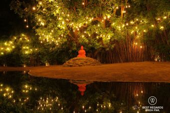 The reflection pond of Wat Phan Tao, Chiang Mai, Thailand