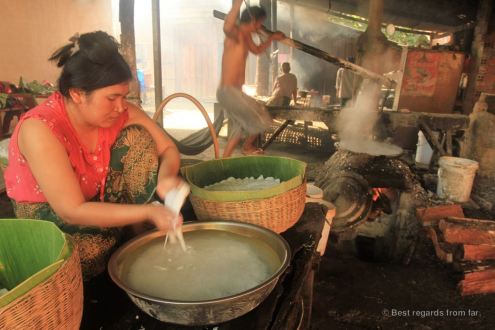 Three generation of rice noodle making, Battambang, Cambodia