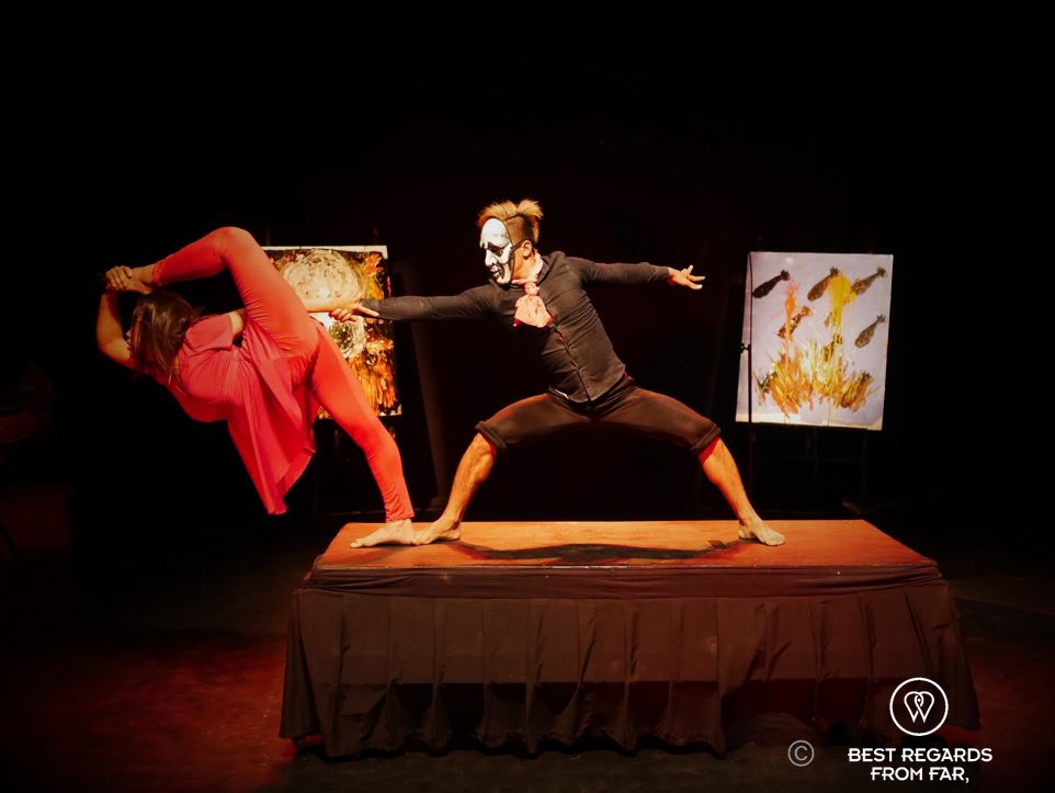 Contortionist act at Phare the Cambodian Circus, Siem Reap, Cambodia.