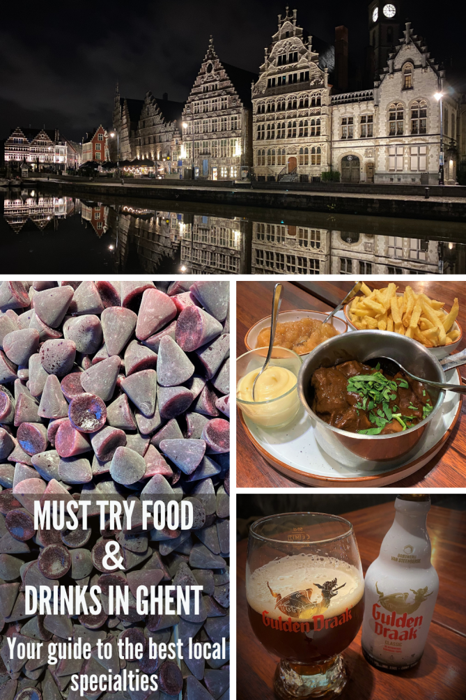 Pinterest pin with different types of food Ghent