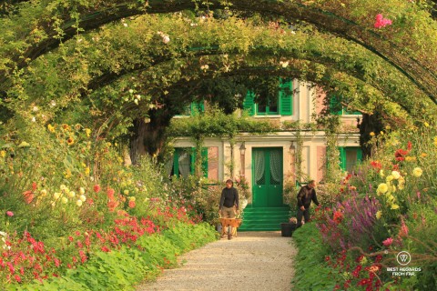 Gardeners working in Claude Monet's garden in Giverny, France