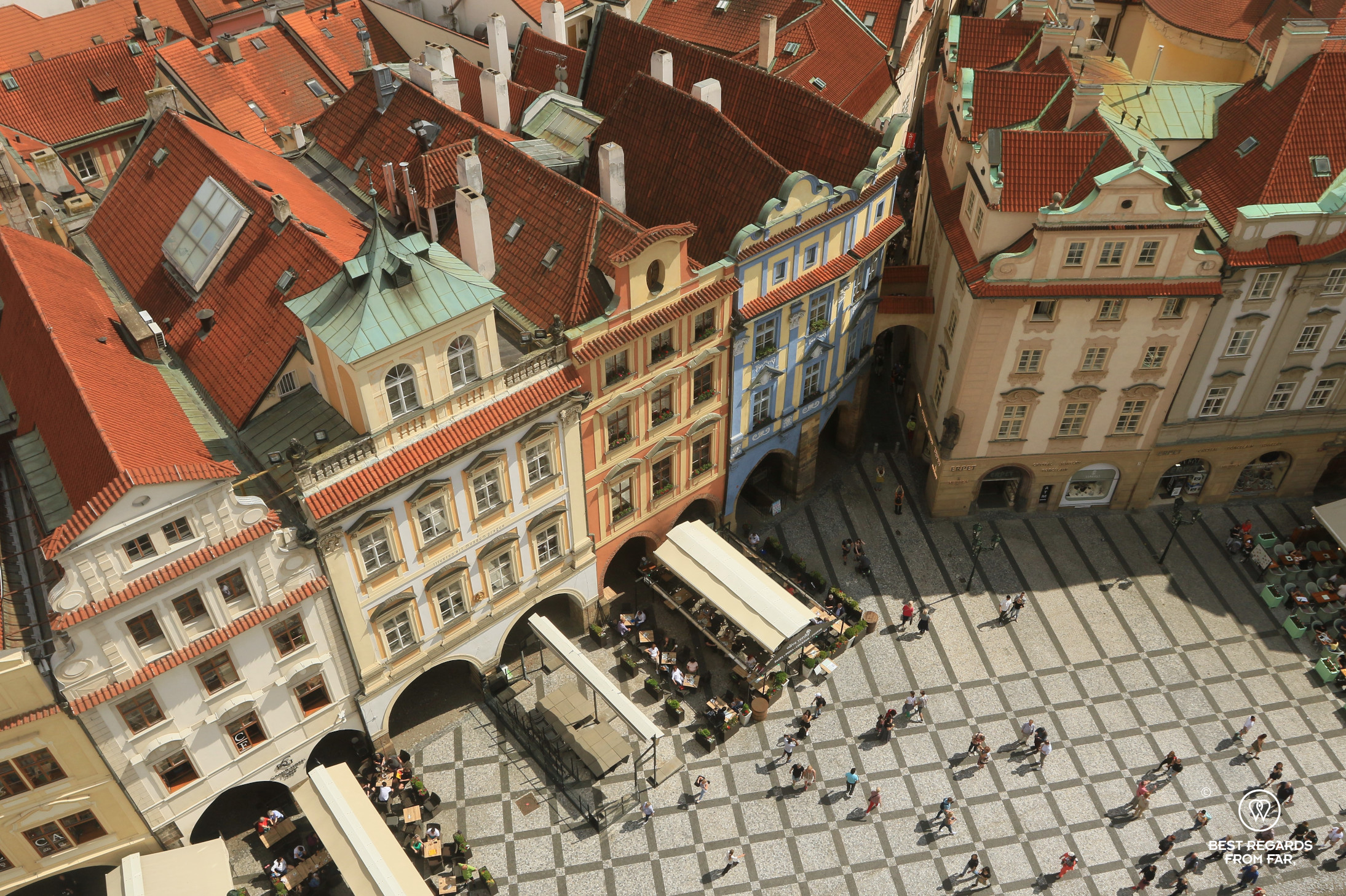 View straight down from the Old Town Hall Tower, Prague