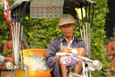 Smiling samlor driver in Chiang Mai, Thailand